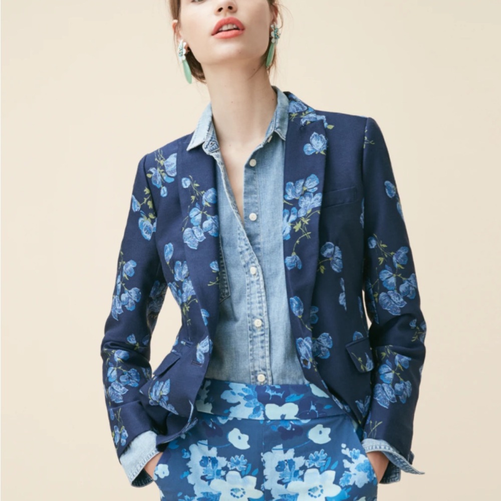 NWT J. Crew Collection wool/silk floral jacquard Parke blazer